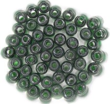 India 9 mm Transparent Dark Emerald Press Glass Crow Beads 50 pcs 