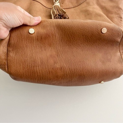 Zac Posen Soft Brown Leather Hobo Style Tote Purse w Tassel Embellishment Large - Picture 5 of 14