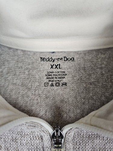 Teddy the Dog Men's XXL Gray Grey 1/4 Zip Long Sleeve Sweater Pullover - Picture 3 of 13