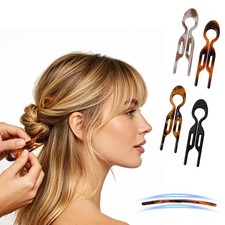 4PCS French Hair Pins for All Hair Types, U-Shaped Hair Fork for Buns, Thin T...