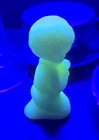 Vintage Fenton Satin Uranium Custard Glass Praying Boy Figurine Glows