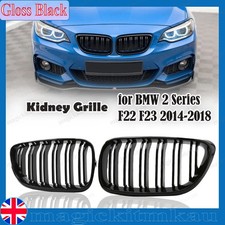 FOR BMW 2 SERIES F22 F23 14-18 FRONT KIDNEY GRILL GRILLE GLOSS BLACK DOUBLE LINE