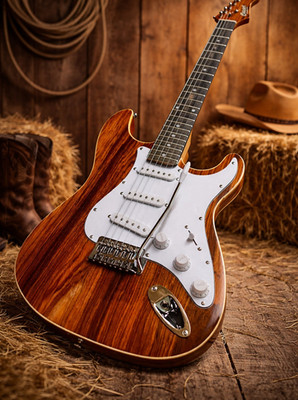 Country Western Electric Guitar Smooth Strat Twang -Santos Rosewood Top