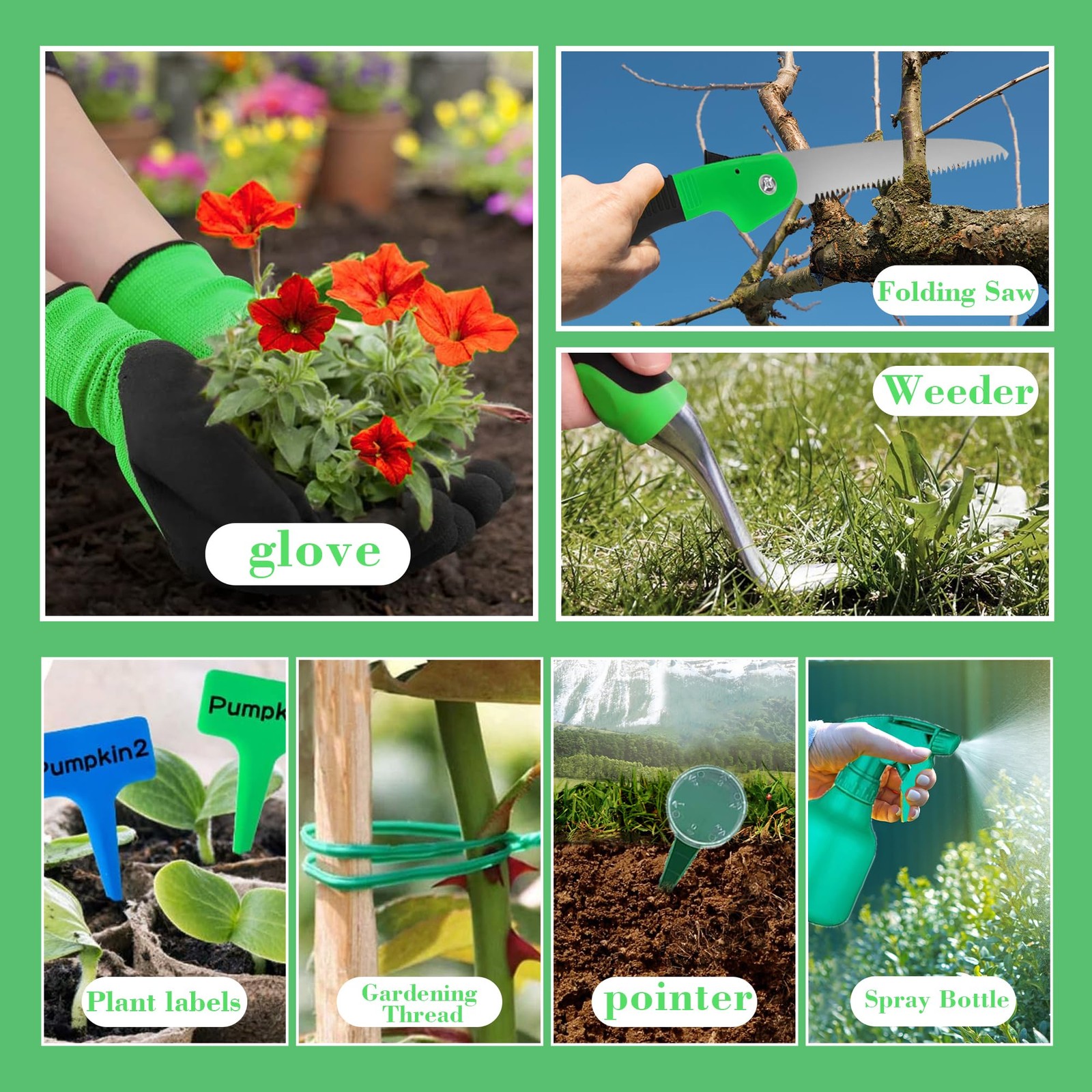 WNJ Garden Tool Set 14PCS Complete Set of Heavy-Duty Stainless Steel Gardening