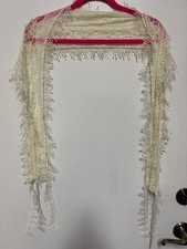 New Beautiful Delicate Ivory Applique Lace Scarf. 75"L