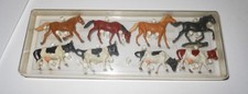 Vintage HO Scale Merten Cows and Horse Figures in Box 1001