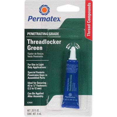 Permatex Thread Locker 29000; Green Penetrating High Strength .20oz Squeeze Tube