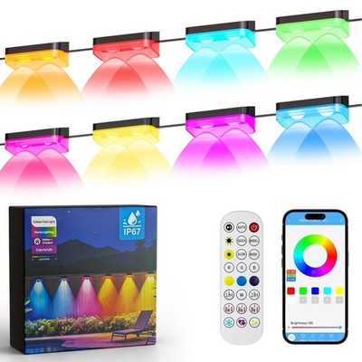 50FT Outdoor Fence Lights, 8 Packs Smart Deck Lights App/Remote Control