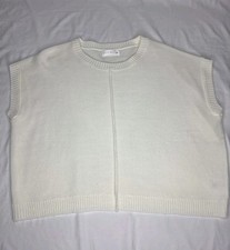 Knit Mix Sweater Vest Womens Medium Cream Sleeveless Knit Cropped Top