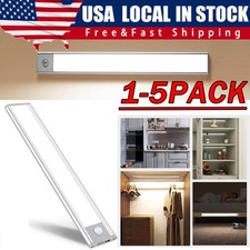 LED Motion Sensor Under Cabinet Closet Light USB Rechargeable Kitchen Lamp Strip