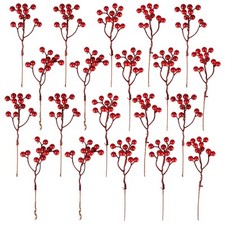 20 Pack 7 Inch Burgundy Red Berry Picks for Christmas Tree Branches Decoratio...