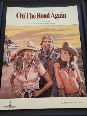 Vtg Willie Nelson On The Road Again Guitar Vocal sheet music Chord Country Rare