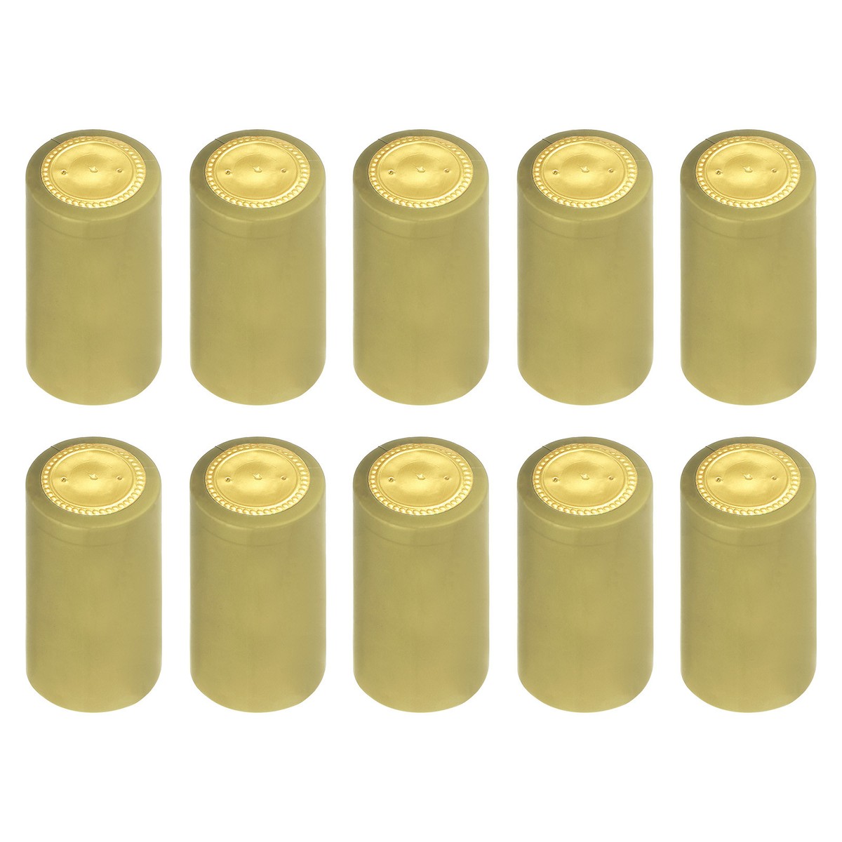Wine Making Accessories 100 Count PVC Heat Shrink Capsules For Wine Bottles – White With Gold Trim Gold Freestanding Wine Racks & Bottle Holders