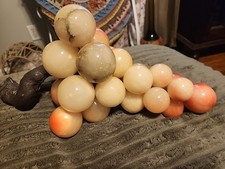 Vintage Alabaster Grapes Mid Century 12" Italian Marble Stone Grape Cluster