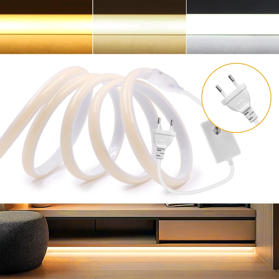 COB LED Streifen Stripe Band 230V 288LEDs/m Dimmbar Lichtschlauch Leiste Kette - Bild 3 von 4