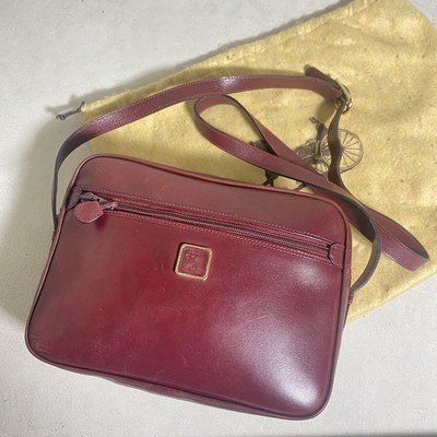CELINE Shoulder Bag Vintage Triomphe Leather Red Bordeaux Used From Japan