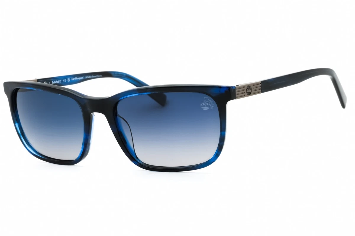 Timberland TB9318 90D Shiny Blue / Smoke Polarized 56mm Men's Sunglasses