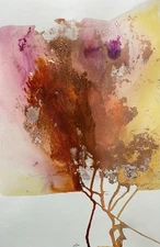 Abstract Mixed Media Ink Watercolor Painting on 12 X 18” Paper Contemporary