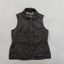 L.L. Bean Vest Mens M Black Quilted Insulated Full Zip Plaid Lined Outdoor