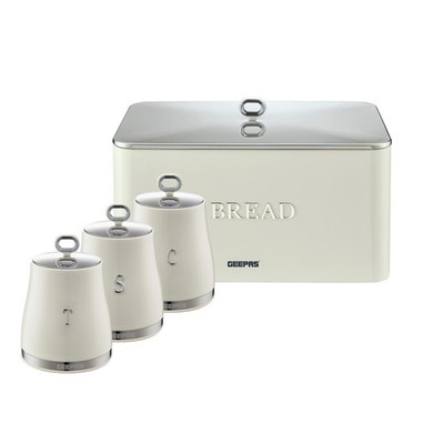 GEEPAS 4-teiliges Tee Kaffee Zucker Kanister 1,4L & 13L Brotkasten Set 13L Retrovive