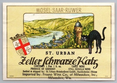 Vintage Zeller Schwarze Katz German Wine Bottle Label Black Cat | eBay