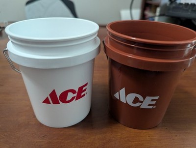 Ace Hardware white mini bucket and Ace Hardware/Sherwin Williams Brown Mini set