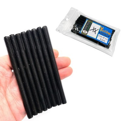 8pcs Black Zinc Fully All Threaded Rod Carbon Steel Long Thread Screw 5/16x4 ...