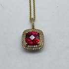 AV Sterling Silver 925 Gold Tone Red Stone Necklace & Nautical Charm Bracelet — photo 3