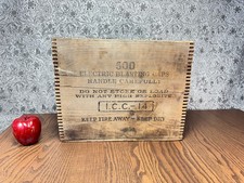 Vintage Mining Advertising Wood Crate Dupont Electric Blasting Cap Ammo Dynamite