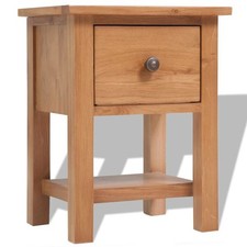 Nightstand Solid Oak Wood 36x30x47 cm | vidaXL