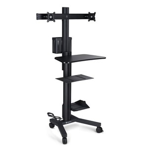YesSources Mobile Computer Stand Workstation 2 Monitor Mount w/ Additional Pole