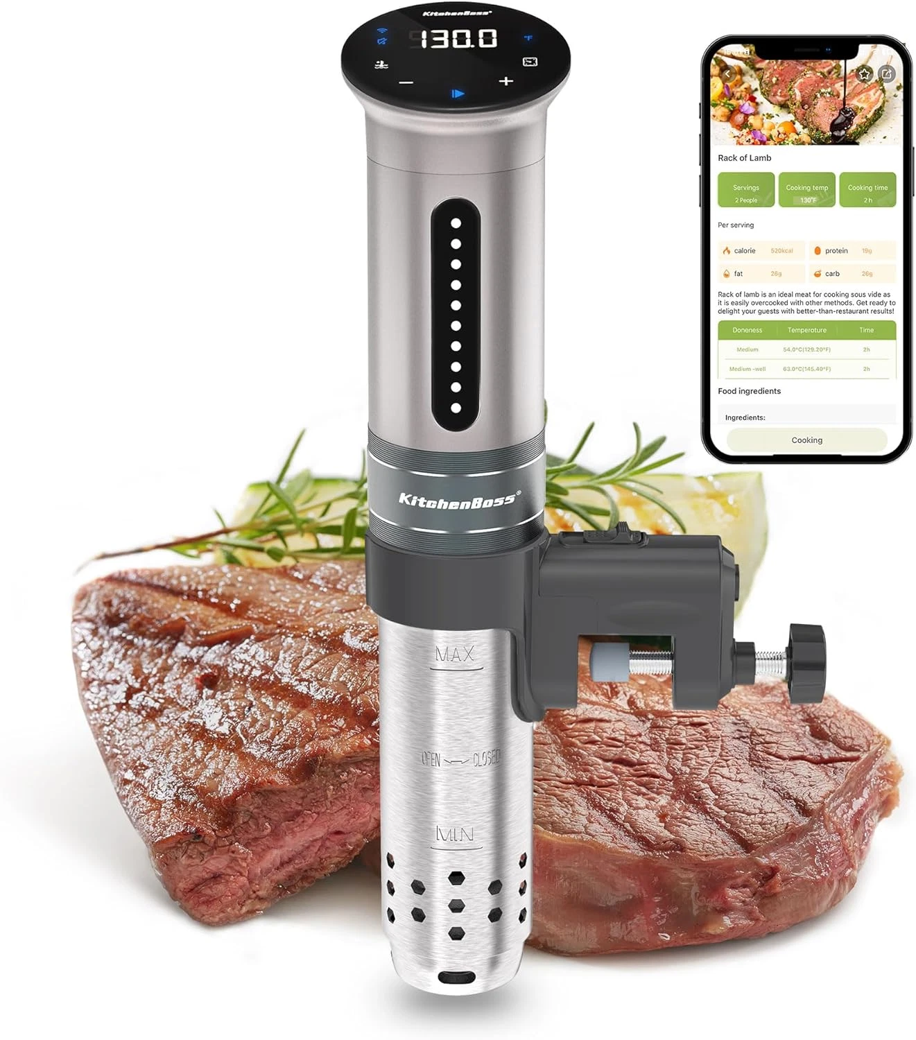 Smart WiFi Sous Vide Cooker - 1100W Immersion Circulator with APP Control
Opens in a new window or t