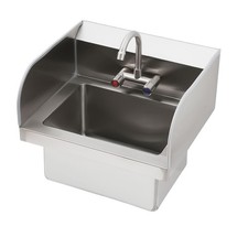 17"x 15" Commercial Hand Wash Sink Wall Mount Basin Stainless Steel Faucet Drain