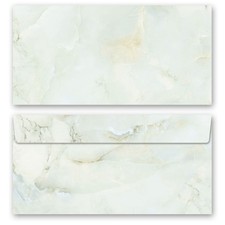 50 enveloppes à motifs au format DIN LONG - MARBRE VERT CLAIR (sans fenêtre)