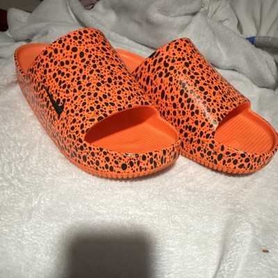 Nike Animal Print Orange Black Lightweight Slide Sandals for Men