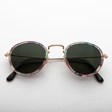 Round Hippie Vintage Sunglass with Multicolor Rim - Dakota
