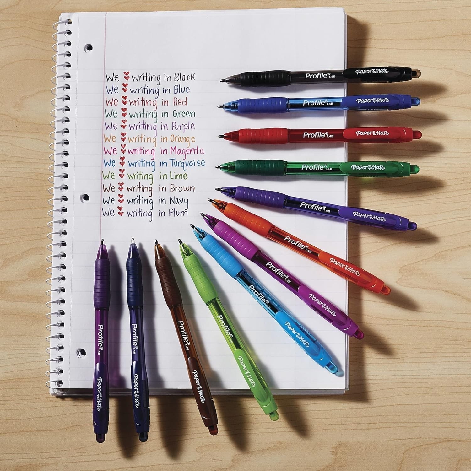 Write Boldly: Profile 12 Count Retractable Blue Ballpoint Pens, Soft Grip 1.4mm