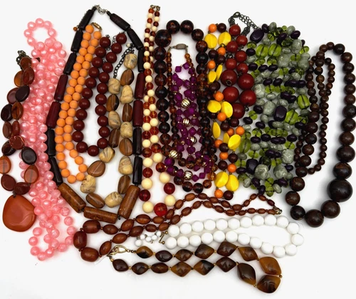 Vintage Celluloid Resin Acrylic Plastic Necklace Lot Costume Jewelry 16pc