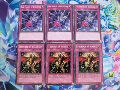 Yugioh Playset 3x SR13-EN034 The Forces of Darkness MFC-042 Thunder of Ruler NM