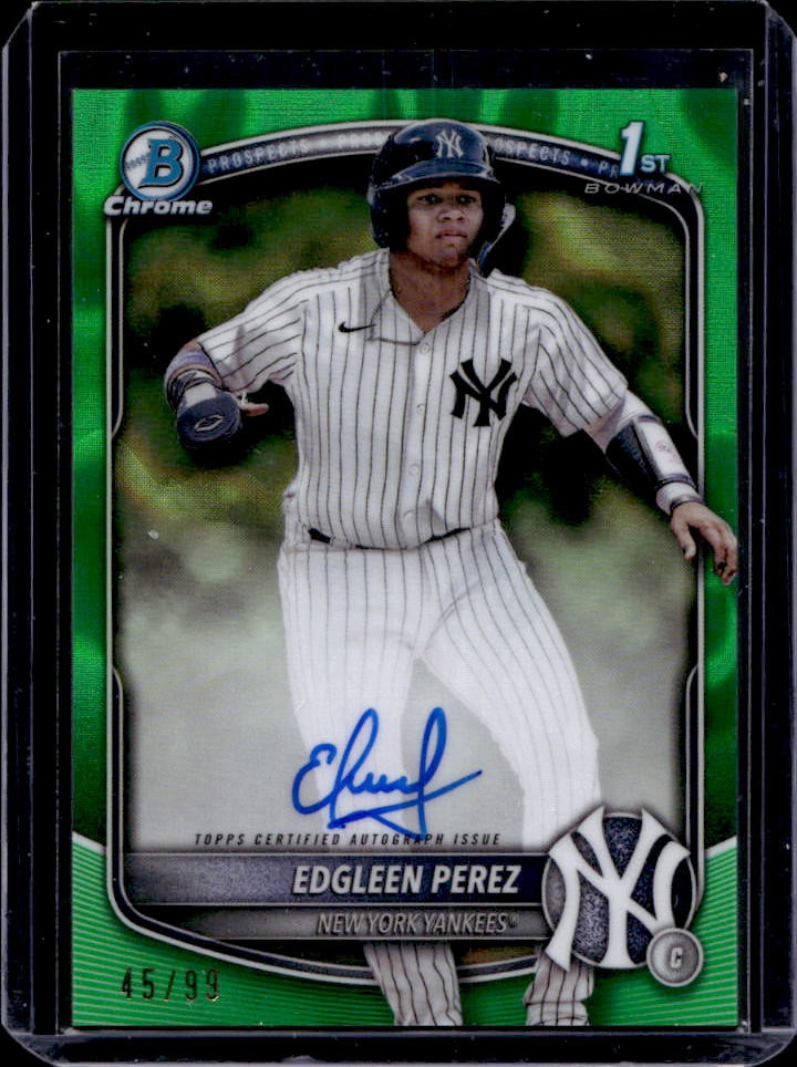 2025 Bowman Edgleen Perez Chrome Auto Green Lava Refractor 1st #45/99