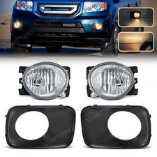 For Honda Pilot 2009-2011 Fog Lights Clear Lens Wfog Light Trim Covers Lh Rh
