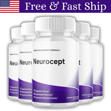 5 Pack Neurocept Nootropic All Natural Formula Brain Supplement 60 Capsules.