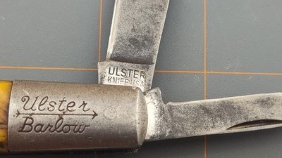 Vintage Ulster Barlow Horn Handles Folding 2-Blade Trapper Sailor