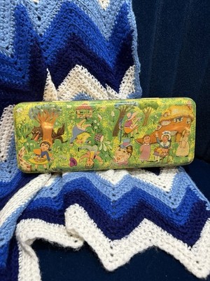 Pictorial Childhood Stories Graphic Tin Vintage 1950-1960's Pencil Case