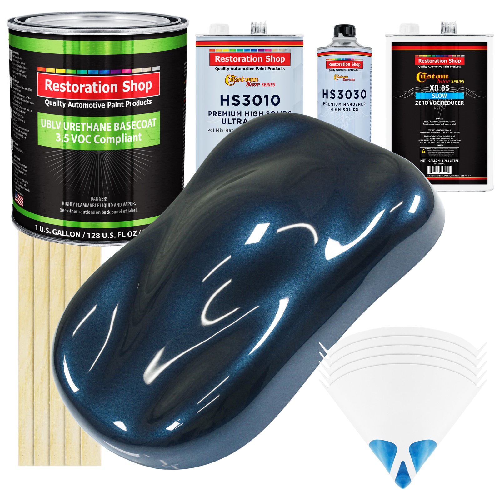 Moonlight Drive Blue Metallic Low VOC Slow Premix Urethane Basecoat Clearcoat Kit