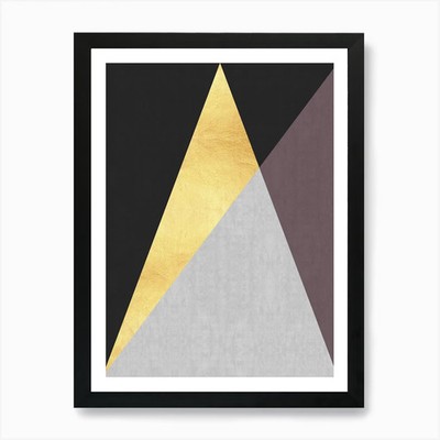 Goldener geometrischer Strich 4 Kunstdruck gerahmt Wandbild Poster Leinwanddruck Bild