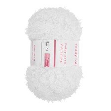 Fur Yarn Polyester Yarn Fluffy Chunky Yarn White for Crocheting,50m