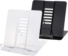  Set of 2 Metal Desk Book Stand, Adjustable Reading Rest Book Holder, Sturdy Boo