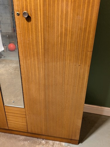 Vintage Light Teak Veneer Double Wardrobe by Lebus Closet Cupboard Century - Picture 5 of 9