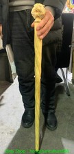 35"Collect old China Dynasty Carved tiger head Walking Stick Cane wand statue